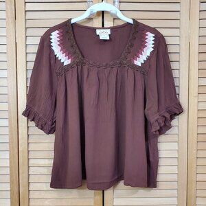 Ariat Oasis Cropped Crinkle Top Size L